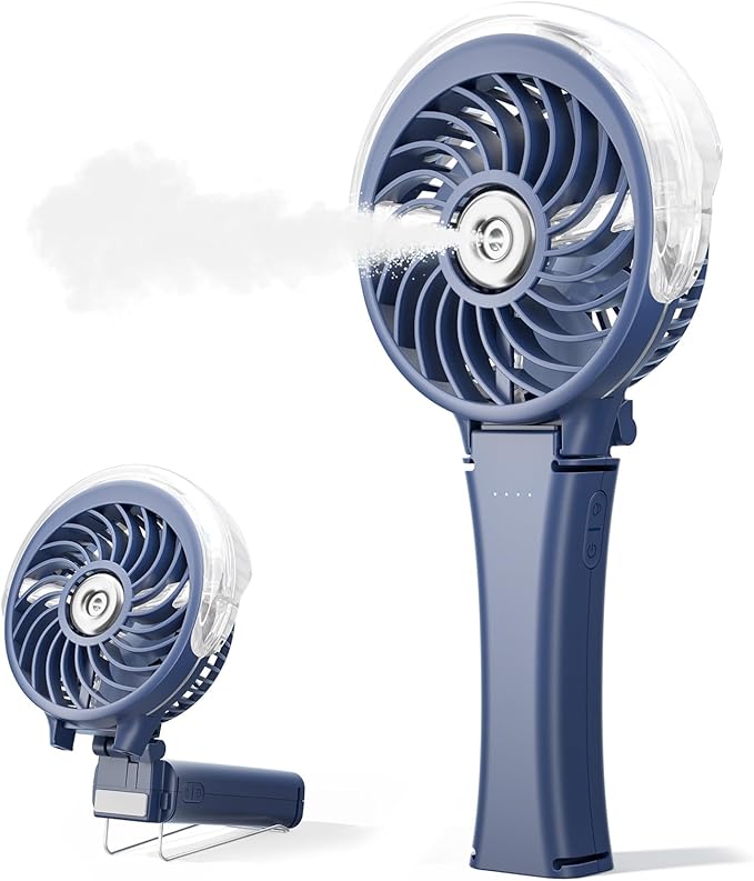 HandFan 2025 Upgraded Portable Misting Fan, Two Button Easy Operation, Handheld Rechargeable Mister Fan, Spray Water Mist Fans, Mini Electric Cooling Fans for Travel, Outdoors, Disney(Royal Blue)