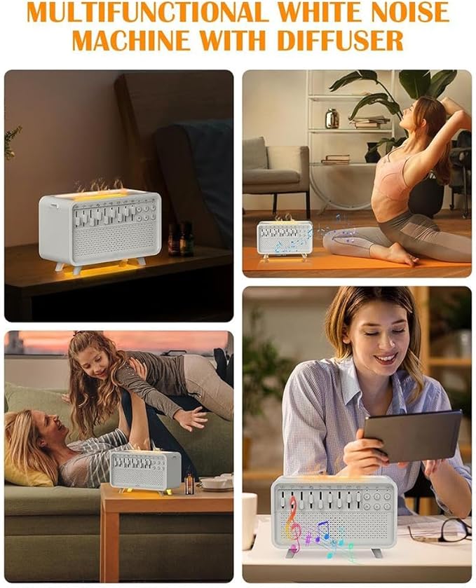 4 in 1 White Noise Night Light Humidifier with Sound Machine, 8 Ambient Sounds, Aromatherapy Humidifier for Sleep Meditation Work Yoga