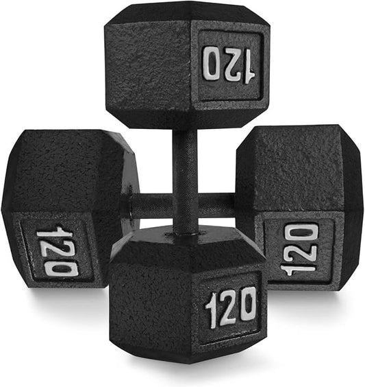 WF Athletic Supply Cast Iron Solid Hexagon Gray/Black Dumbbells, Strength Training Free Weights Set of 2 for Women and Men, Hand Weights Sold by Pairs, Multi-Select Size Options Available-FlexoryFit