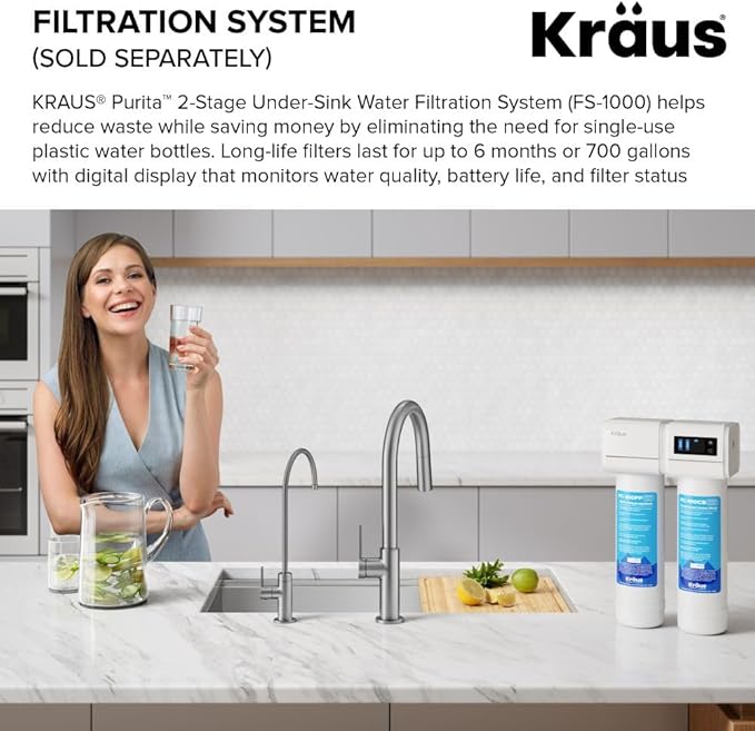 KRAUS Oletto Single Handle Drinking Water Filter Faucet for or Water Filtration System in Spot-Free Antique Champagne Bronze, FF-103SFACB