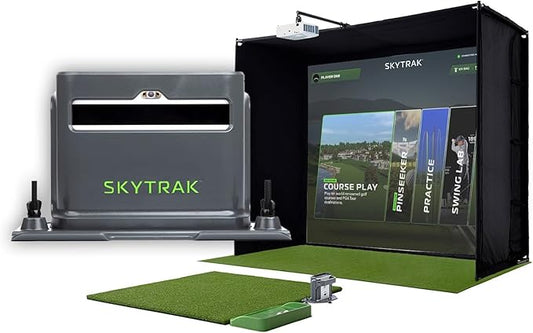 SkyTrak ST+ Golf Simulator – Ultimate Studio Package | Home Golf Simulator with Launch Monitor, Mat, Net & Screen