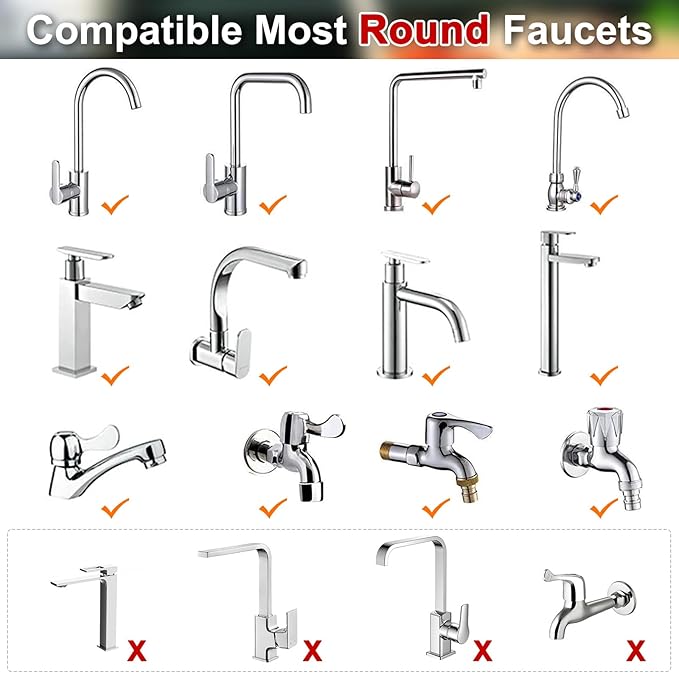 2 Pack Sink Water Filter Faucet, Universal 360 ° Rotating Kitchen Faucet Water Purifier, Bathroom Faucet Filter Removes Chlorine Fluoride Hard Water for Home Kitchen & Bathroom