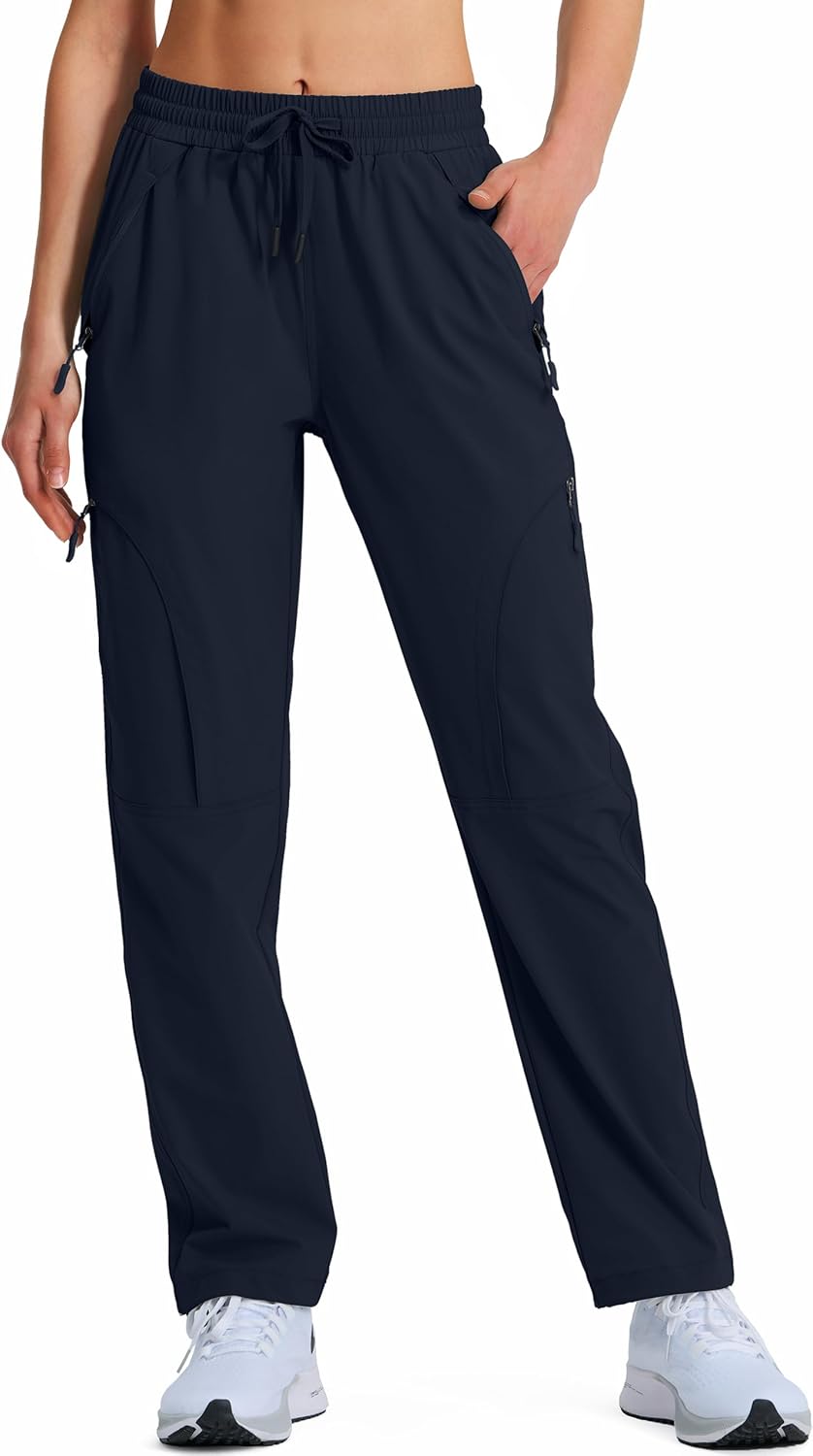 Women's Hiking Pants Quick Dry Lightweight Cargo Pants UPF 50 Water Resistant Zipper Pockets for Golf Travel Work Camping
