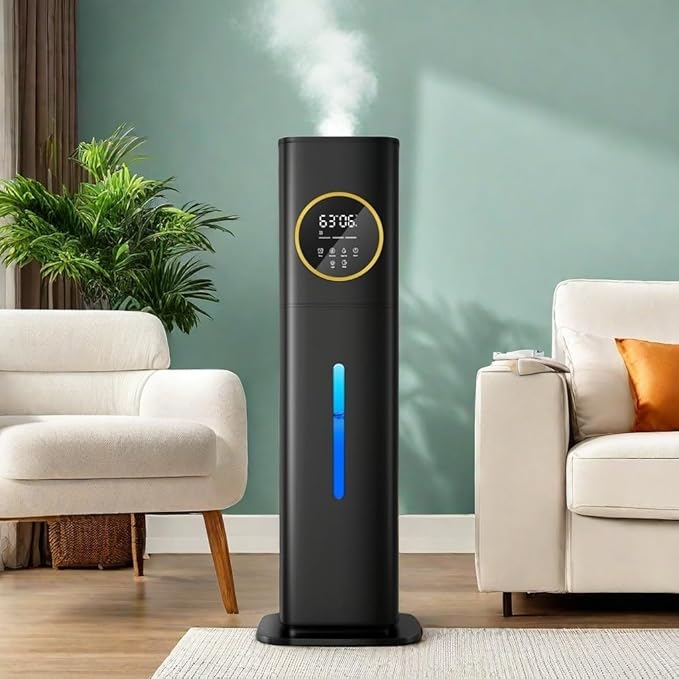Humidifiers for Bedroom, 2.1Gal/8L Humidifier large room with Essential Oil Diffuser, Top Fill Whole House Cool Mist Humidifiers for Plants Baby Kids Adults(Black)