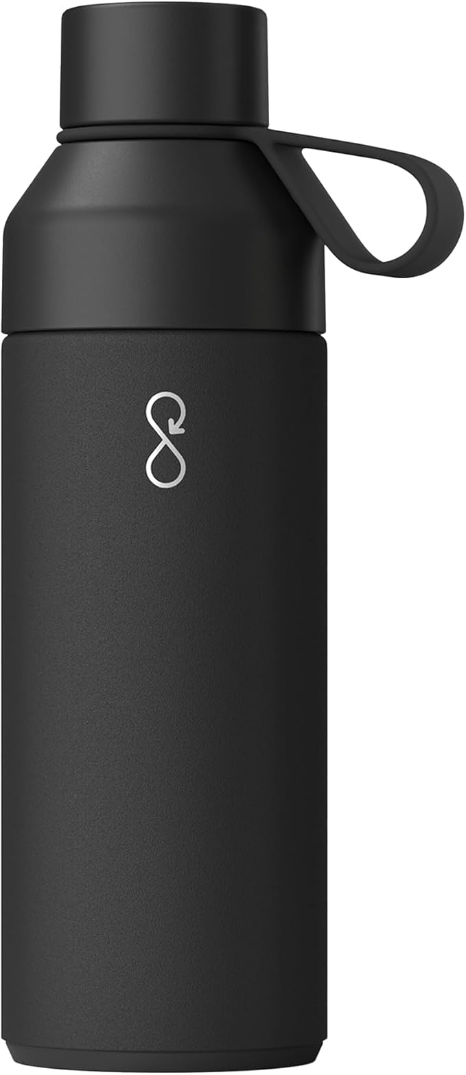 Ocean Bottle - Recycled Stainless Steel Drinks Reusable Water Bottle - Eco-Friendly & Reusable - Obsidian Black - 17 oz