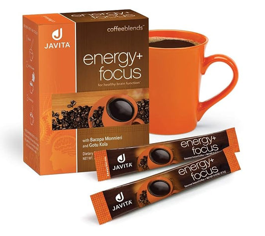 Javita Energy + Focus Instant Coffee, 100% South American Arabica & Robusta Blend, with Energizing Herbs for Clarity, Energy, & Focus, Keto, Dieters Drink, 1 box / 24 (4.2g) Sticks-FlexoryFit