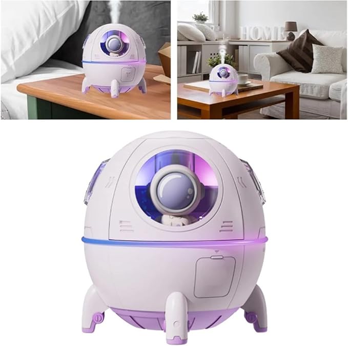 Mini Spaceship Shaped Humidifier with Night Light, USB Cute Humidifier Portable Household Ambient Light Humidifier US Plug