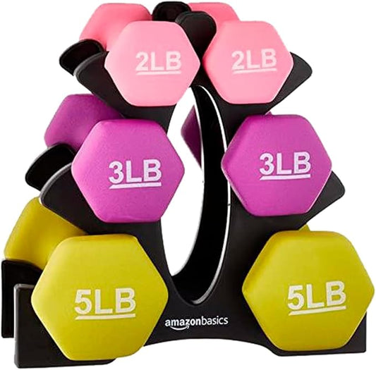 Amazon Basics Neoprene Dumbbell Hand Weights for Exercise and Muscle Toning-FlexoryFit