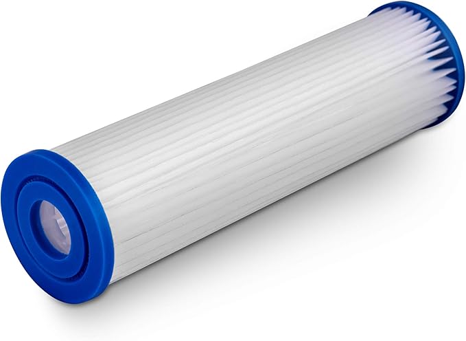 Pleated Sediment Water Filter Cartridge 9.87”x 2.5” Amplified Surface Area, Removes Sand, Dirt, Rust, Extended Filter Life WELL-MATCHED with WHKF-WHPL, 801-50, WB-50W, WFPFC3002, SPC-25-1050