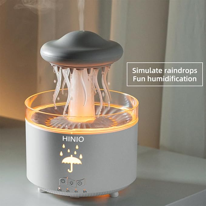 Rain Cloud Humidifier Water Drop，Octopus Aromatherapy Humidifier with 7 Colors LED Night Light with Remote Control for Bedroom Sleep Relaxation (White)