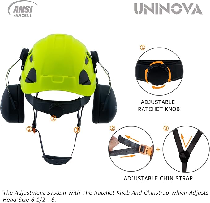 UNINOVA Arborist Helmet Forestry Helmet Chainsaw Helmet with Visor and Earmuffs,OSHA Safety Hard Hat Helmet for Logging Trimming Mowing Climbing Tree Service Garden Work
