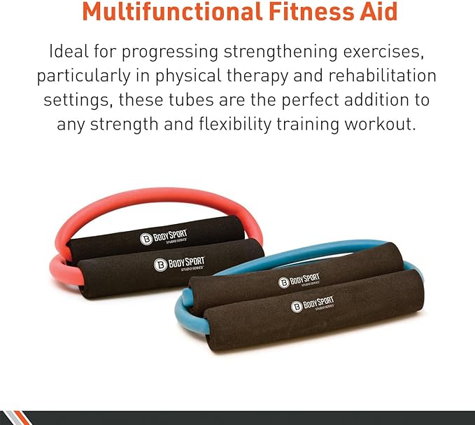 Body Sport Loop Tubing , Resistance Band with Foam Pad Handles for Strength Training and Rehabilitation-FlexoryFit