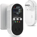 5-in-1 Carbon Monoxide Detectors Plug in with Battery Backup – Natural Gas, Propane & CO Alarm with Dual Sensor, Temperature & Humidity Display for Home, RV, Travel, 1 Packs
