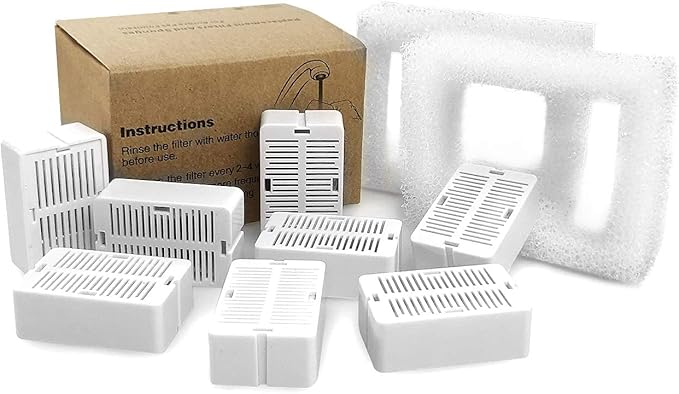 Pet Fountain Filters - 8 Carbon and 2 Foam Pre-Filters for Porcelain Pet Drinking Fountain (8 Packs)