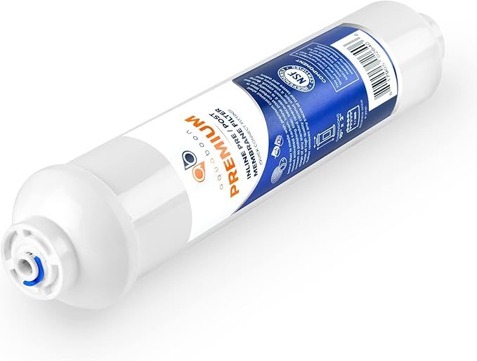 Aquaboon Premium Inline Post/Carbon Polishing Water Filter Catridge for Reverse Osmosis System Standard Size (Quick Connect Fiting) RO Water Filter Replacement Compatible with ICF-10 25-Pack