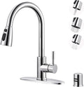 Kitchen Faucet with Air Gap: WOWOW Stainless Steel Kitchen Sink Faucet and Dishwasher Air Gap Kits for Kitchen Sink 2 or 4 Hole, Polished Chrome Kitchen Faucet Combo with Sprayer
