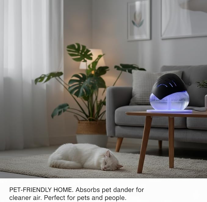 Air Purifier (Green) - Water Filter Air Washer For Home and Office - Essential Oil Aroma Diffuser With LED Night light - Small Air Cleaner For Smoke and Pets (Green)