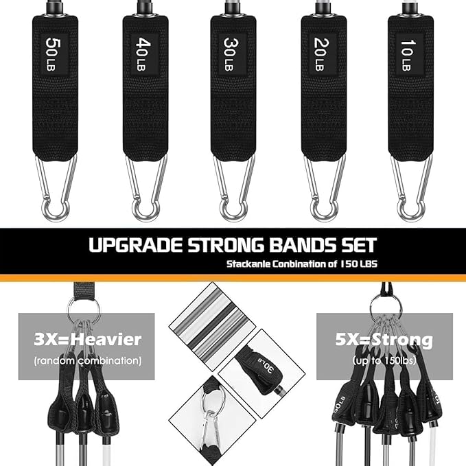VEICK Resistance Bands, Exercise Bands for Working Out with Handles, Elastic Workout Bands for Men Women, Exercising Bands for Strength Training Equipment at Home Gym-FlexoryFit