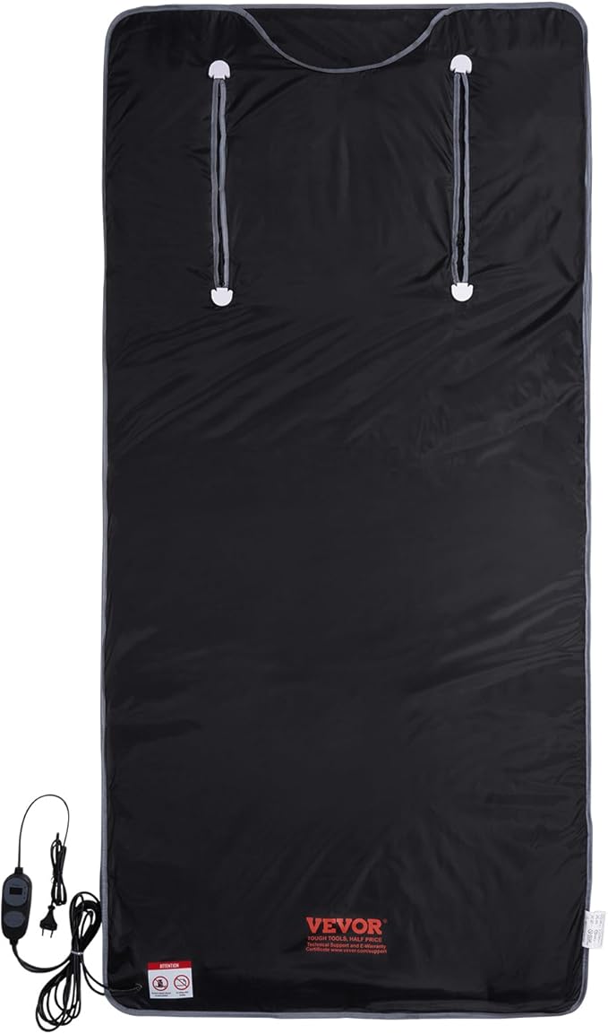 VEVOR Sauna Blanket, Compact Infrared Home Sauna with Oxford Fabric, Features Arm Openings & Carbon Fiber Warmers, Temp Settings 95-176℉, Timer 5-60 Mins, 75x35 inches