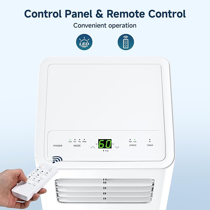 8,000 BTU Portable Air Conditioners,4 Modes Portable Ac Units Cools Up to 350 Sq.Ft,Dehumidifier,Fan,With Remote Control,LED Display, Window Mounting Kit,Suitable for Bedroom,Living Room,Office