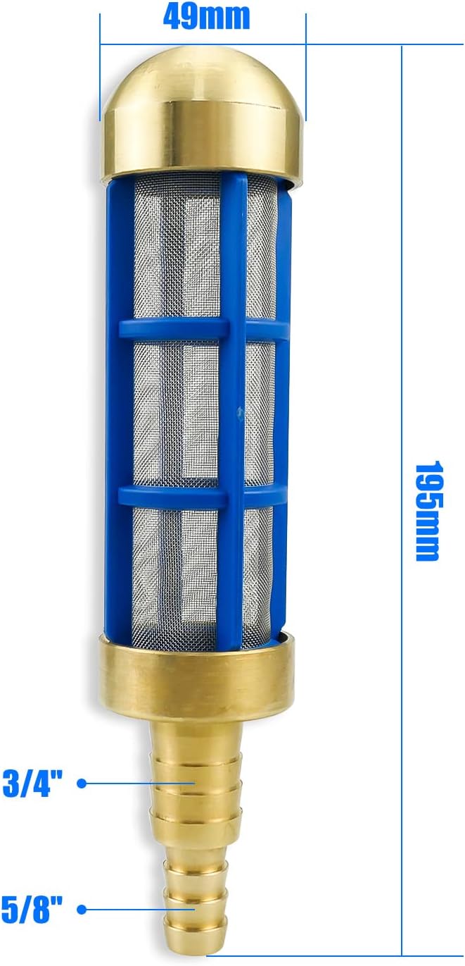 Pressure Washer Filter Brass 3/4'' 5/8'' Hose Water Suction Strainer Pickup Filter Hose Inlet Strainer for Water Tank Connection to Suction Hose