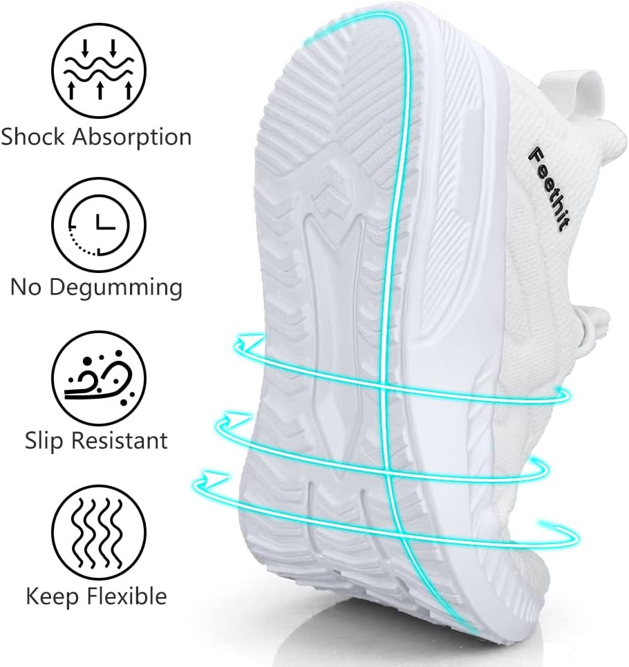 Feethit Mens Non Slip Walking Sneakers Lightweight Breathable Slip on Running Shoes Athletic Gym Tennis Shoes for Men