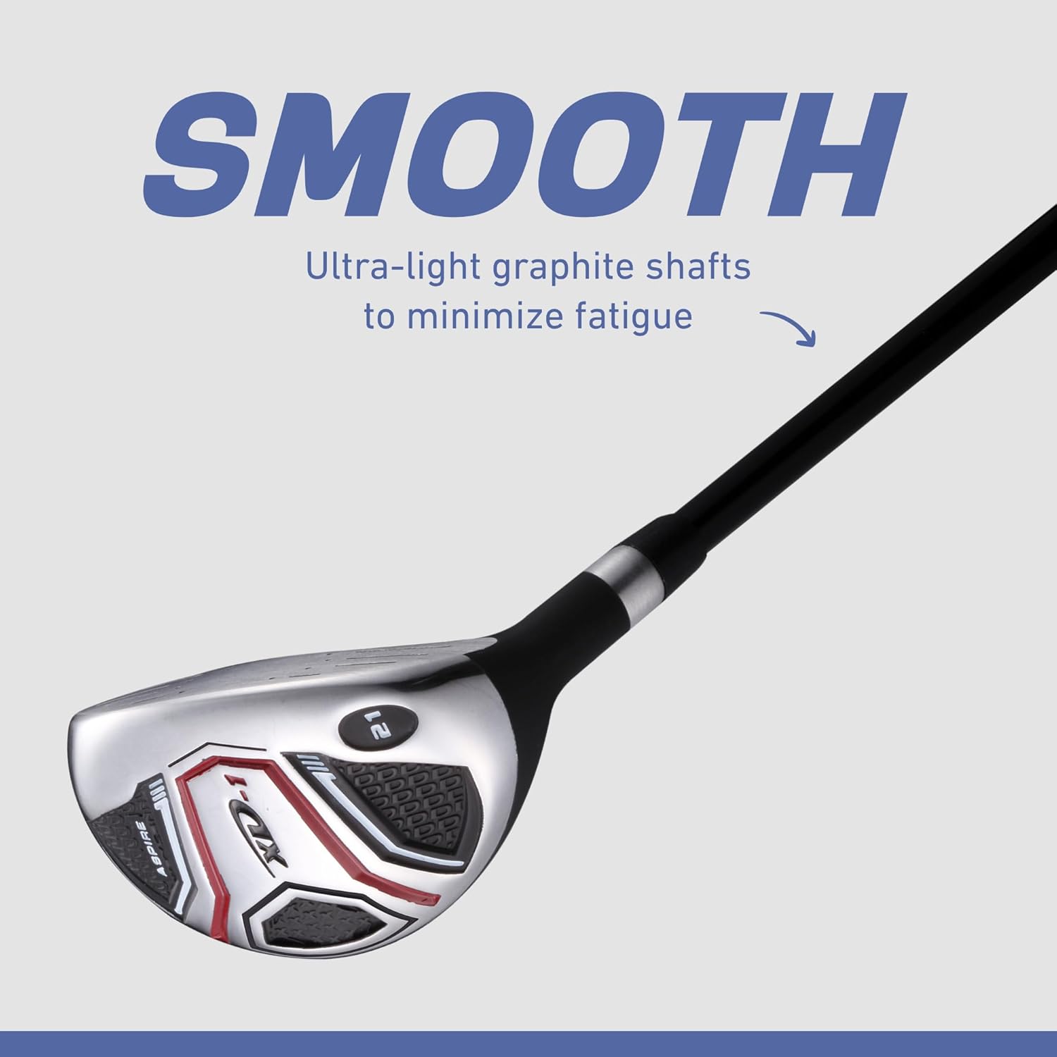 Aspire XD1 Complete Mens Golf Club Set, Includes Titanium Driver, S.S. Fairway, S.S. Hybrid, S.S. 6-PW Irons, Putter, Bag, 3 H/C's, Right & Left Handed Golf Clubs