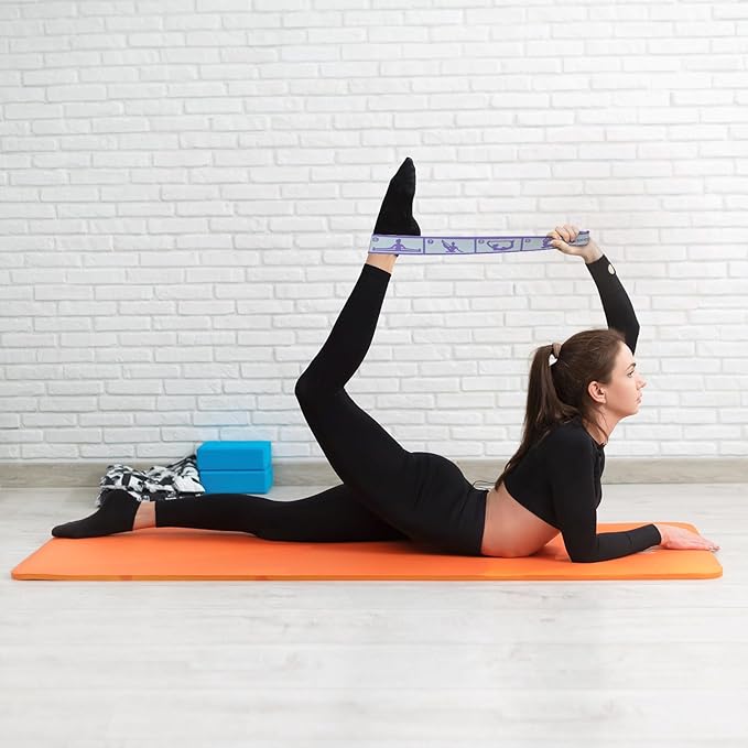 Aozora Stretch Bands for Exercise, Elastic Yoga Stretching Strap, Flex Strap 10 Loops for Physical Therapy, Pilates, Yoga, Dance & Gymnastics Exercise and Flexible Pilates Stretch Band-FlexoryFit