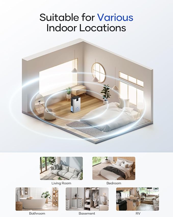 Dehumidifier, 95 OZ Water Tank Dehumidifiers for Home, 1000 sq. ft. Dehumidifier for Basement Bathroom Bedroom with Auto Shut Off, 7 Colors LED Light, Quiet Dehumidifiers with Sleep Mode, Sliver Black