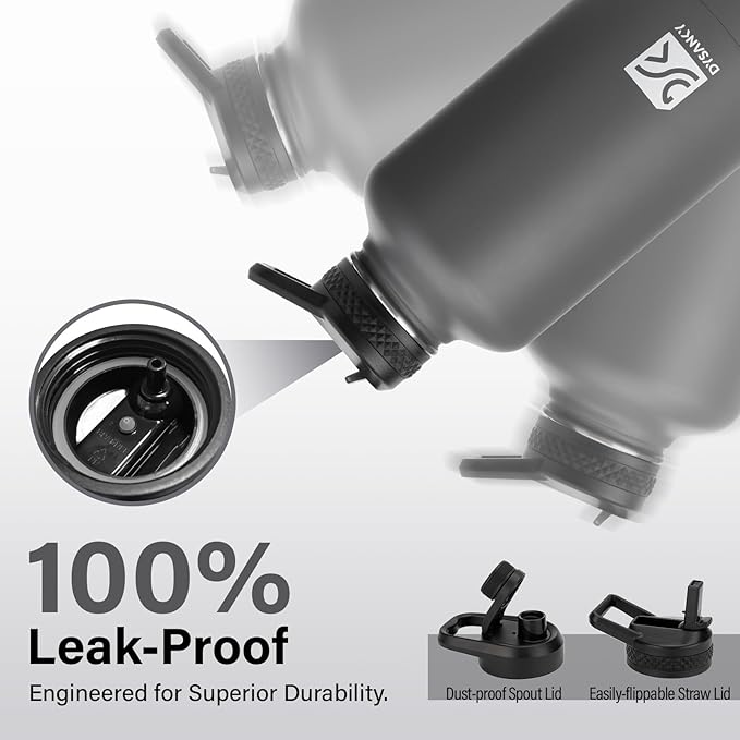 Insulated Water Bottle | Thickened Stainless Steel Vacuum Metal | Portable Sports Half Gallon Large Water Jug for Gym and Hiking with Straw, Carrier Bag, Handle Strap | BPA-Free 64 oz-FlexoryFit