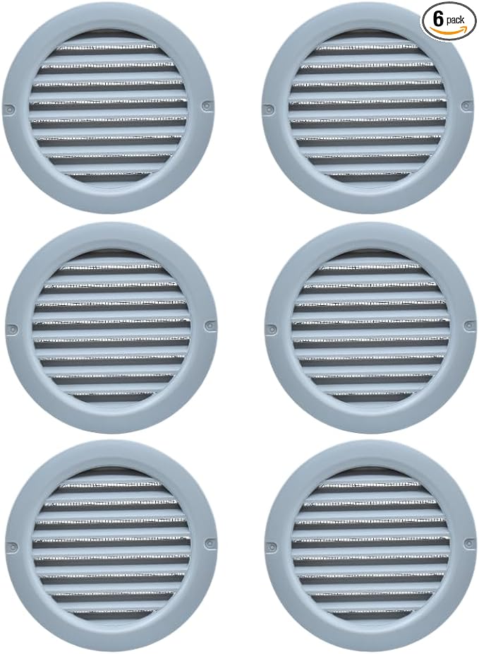 VENTS-US - 4" Round Plastic Light Gray Vent Cover - Compatible with a 4 Inch by VENTS-US