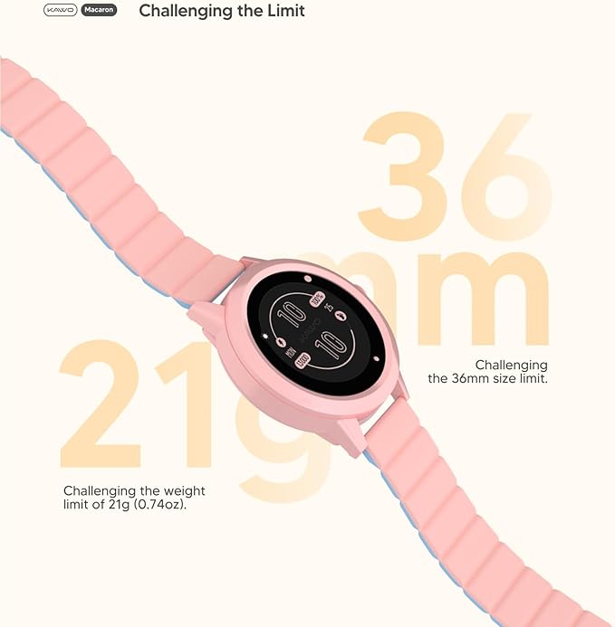 KAVVO Macaron 36mm Round Stylish Watch, 1.106'' AMOLED Retina Screen, Always-on Display, Silicone Magnetic Suction Strap, Female Health Record, Waterproof(Mistic Black)-FlexoryFit