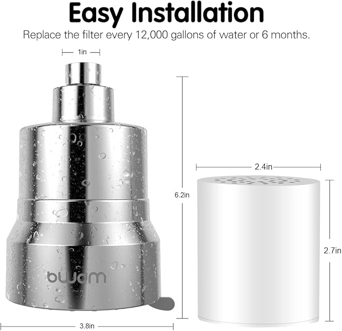 Filtered Shower Head, 2-in-1 Shower Head Filter-5 Modes High Pressure Output with 15 Stage Hard Water Shower Filter Cartridge for Remove Chlorine Heavy Metals and Other Sediments