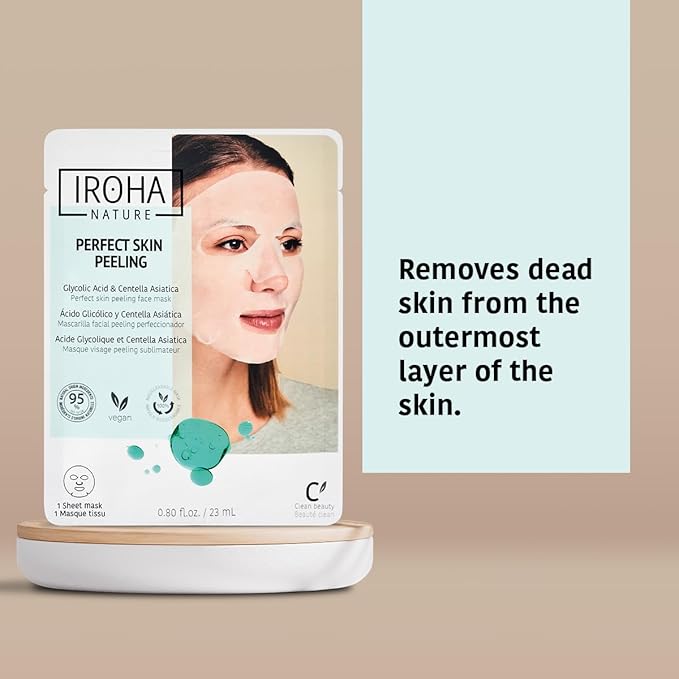 IROHA NATURE Glycolic Acid Peeling Face Mask (Pack of 5) | Skin Perfecting for a Radiant & Smooth Look | Instant Regeneration in Just 15 Minutes | Clean Beauty | 100% Vegan-FlexoryFit