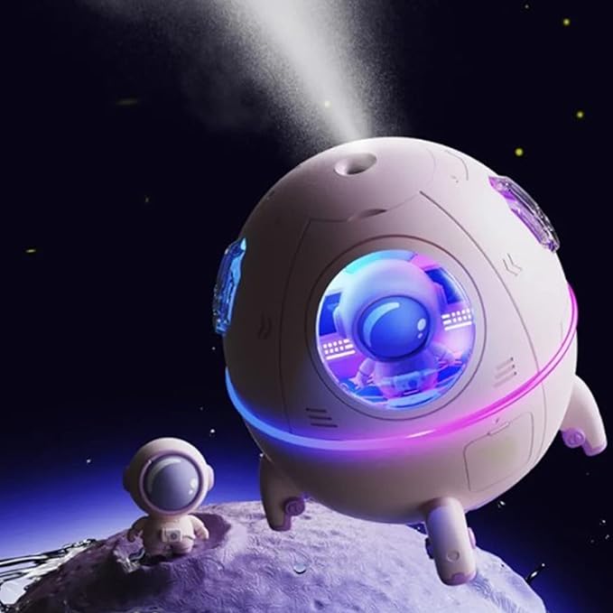 Mini Spaceship Shaped Humidifier with Night Light, USB Cute Humidifier Portable Household Ambient Light Humidifier US Plug