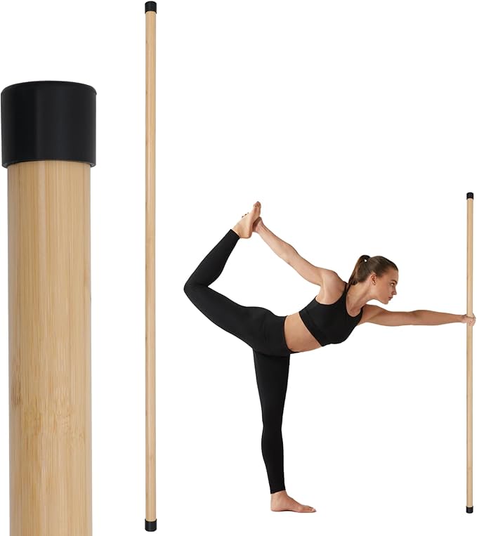 Yoga Stick, 5ft Exercise Stick for Mobility, Stretching Stick with Non-Slip Ends, Exercise Dowel for Pilates, Balance Pole and Stretch Bar for Stretching Equipment-FlexoryFit