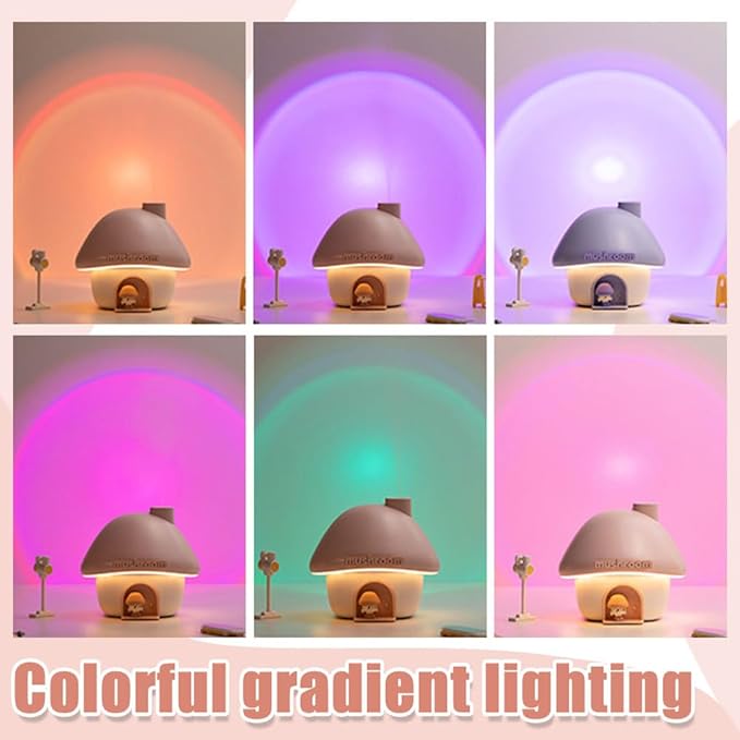 Mushroom Humidifier, 300ML Mist Humidifier, Portable Air Humidifer with Night Light for Bedroom Office Car