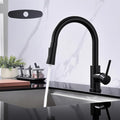 Kitchen Faucet with Pull Down Sprayer SUS304 Stainless Steel High Arc Pull Out Kitchen Sink Faucets Utility Laundry Farmhouse Camper Rv Modern for 1 or 3 Hole Sink, KF1-BK