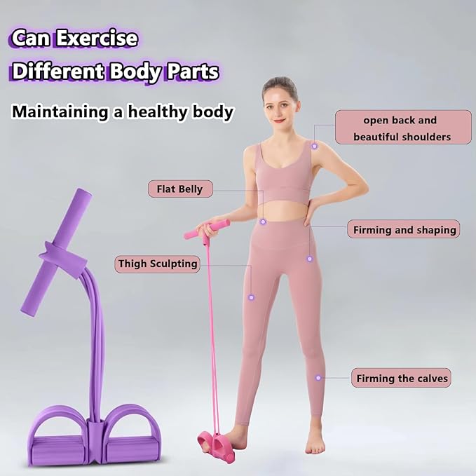 2025 Upgrade Multifunction Tension Rope or Exercise Sit Up Exercise Equipment,Pedal Ankle Puller,Bands-6 Tube Pedal Ankle Puller for Women Men-FlexoryFit