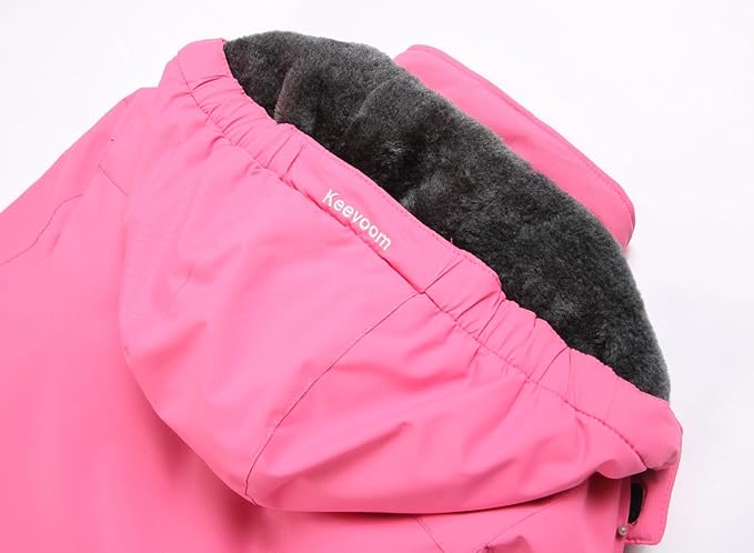 Keevoom Girl's Ski Jacket Winter Warm Thick Snow Coat Windproof Kids Outdoor Hooded Jackets-FlexoryFit