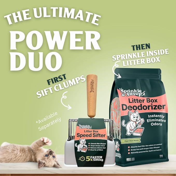 Sprinkle & Sweep Litter Box Deodorizer - Cat Litter Deodorizer Non Toxic and Safe for Kittens - Instantly Eliminates Foul Smells and Urine Odors (Pack of 4)