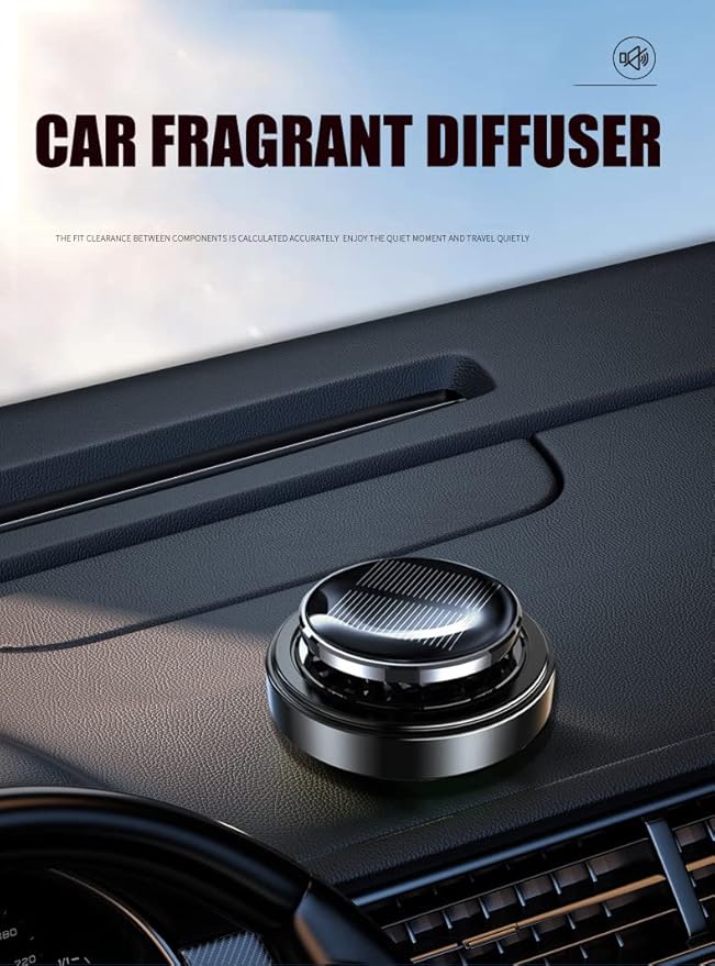 Solar Energy Powered Car Air Freshener with 3 Essential Oil, Rotating Aromatherapy Car Diffuser Perfume Scent Fragrance Air Purifier for Home Office Car Decorations Personalized Gifts for Men Women