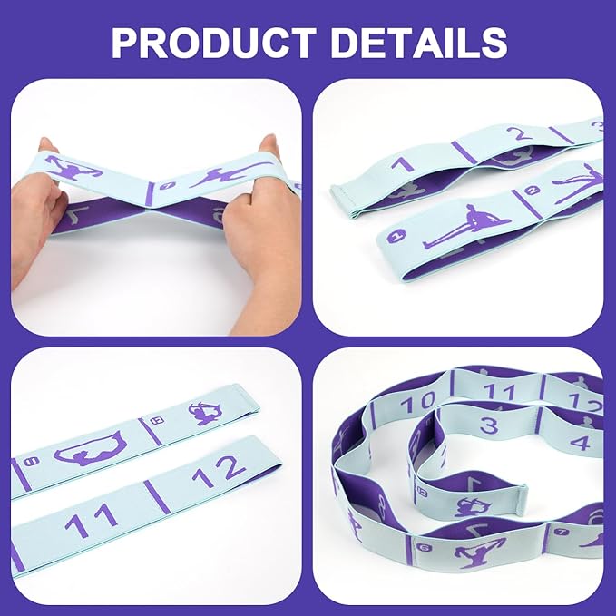 Elastic Yoga Stretching Strap with Loops, CEILIWEN Stretch Straps For Physical Therapy, Pilates Stretch Band, Elastic Exercise Bands, Leg Stretching Strap, Stretch Resistance Bands For Exercise-FlexoryFit