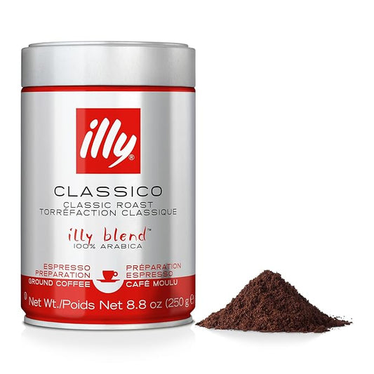 Illy Classico Ground Espresso Coffee, Medium Roast Roast With Notes Of Chocolate & Caramel, 100% Arabica, 8.8 Ounce (Pack Of 1)-FlexoryFit