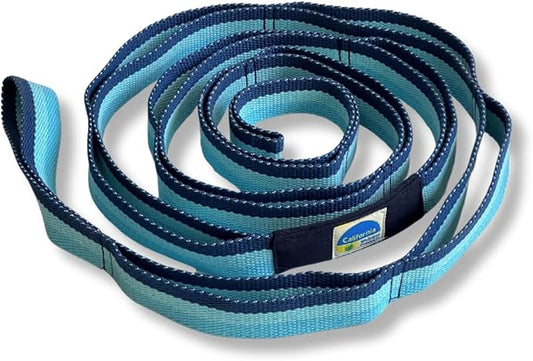 California Yoga Strap | Yoga Belt with Loops | 12 Multi Loop & Non-Elastic | Stretching Strap | Gym Workout & Exercise Bands | Physical Therapy | Improves Sitting Posture for Women & Men-FlexoryFit