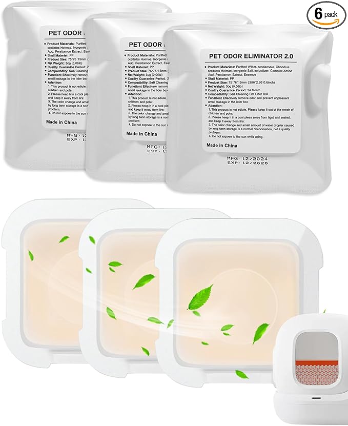 6-Pack N50 Odor Eliminator 2.0 Compatible with PuraMax 2, PuraMax & MAX PRO Automatic Self Cleaning Litter Box, Upgraded Pet Cat Litter Deodorizer for Home Toilet Odor Control