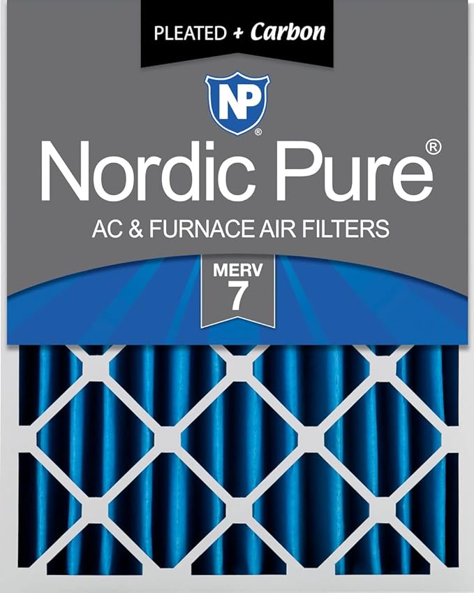 Nordic Pure 20x24x4 (19_3/8 x 23_3/8 x 3_5/8) Pleated Air Filters MERV 7 Plus Carbon 1 Pack
