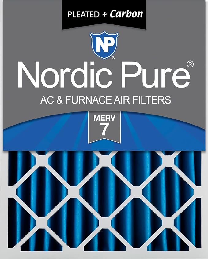Nordic Pure 16x20x4 Pleated Air Filters MERV 7 Plus Carbon 1 Pack by NordicPure