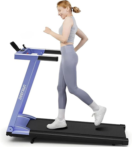 DeerRun Treadmills for Home with Incline and Handles, 3.5 HP Foldable Treadmill 350 LBS Weight Capacity for Small Spaces, Folding Running Machine with Smart APP-FlexoryFit