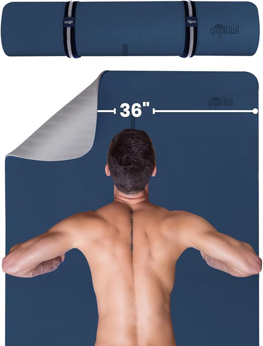 Extra Wide Yoga Mat for Men Women (72"L x 36"W) Non Slip Fitness & Exercise Mat with Alignment Marks for Yoga, Pilates, Floor Workouts-FlexoryFit
